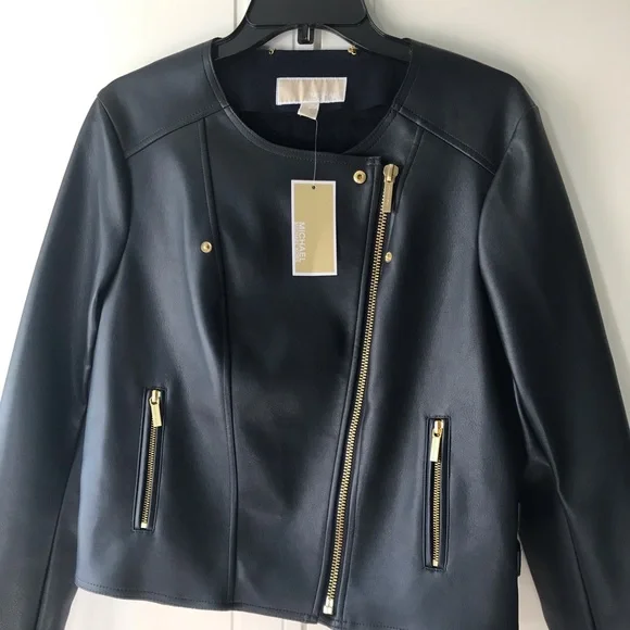Michael KORS Faux Leather Biker Jacket Size L